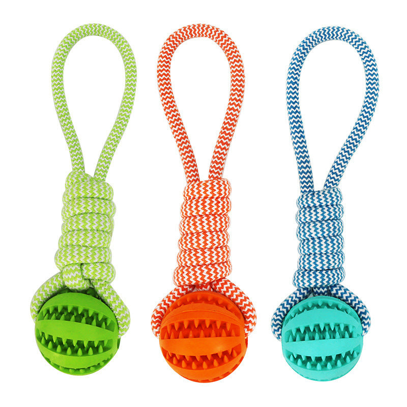 Dog Chew Toy Rubber Twist Ball & Rope – Bite-Resistant Teeth Cleaner