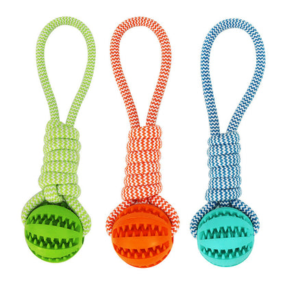 Dog Chew Toy Rubber Twist Ball & Rope – Bite-Resistant Teeth Cleaner