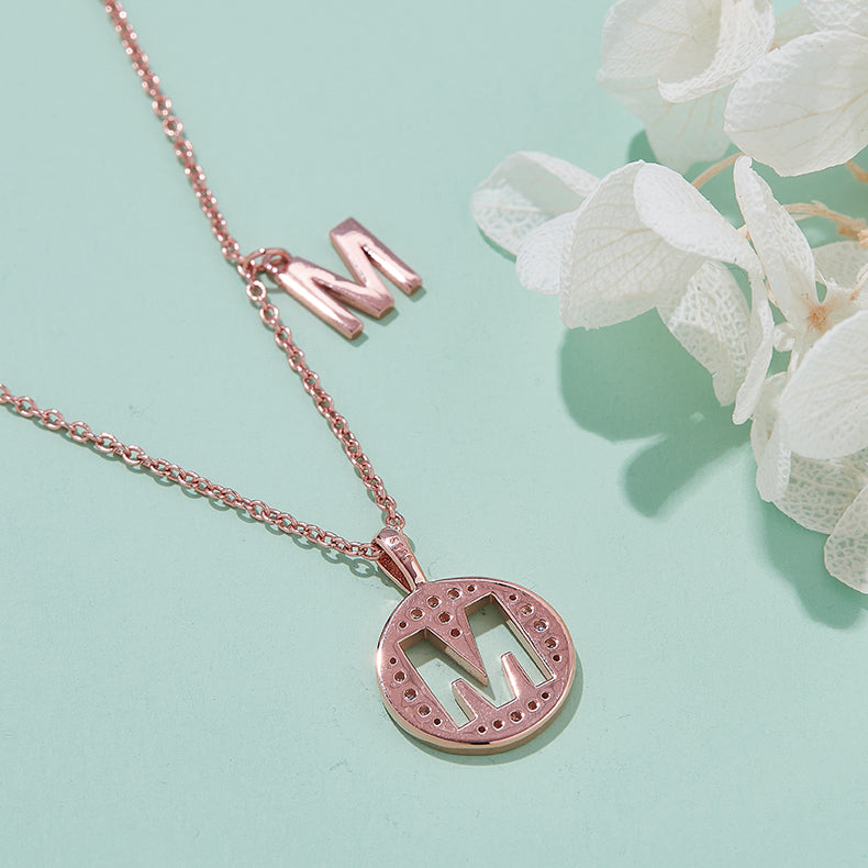S925 Silver Moissanite Initial M Pendant Necklace