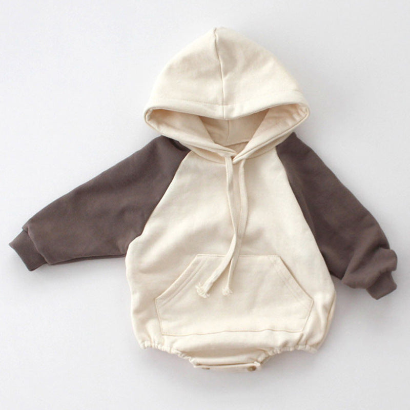 Baby & Toddler Contrast Sleeve Hooded Pullover | Cotton Kids Sweater