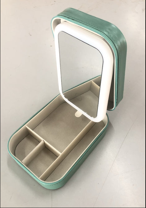 LED Makeup Mirror with Storage Box — Touch Dimmer, Adjustable Stand & Lipstick Organiser