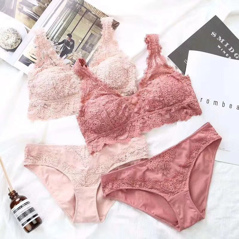 Women's Lace Gathering Bra & Panties Set | ABC Cup Lingerie 5 Colours