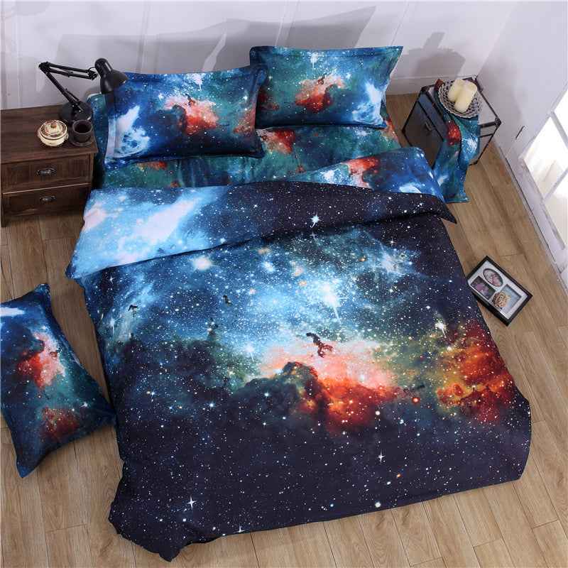 Starry Sky Print Bedding Set – Cotton Blend 3-Piece Duvet Cover Set