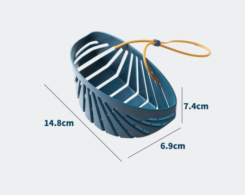 Shell-Shaped Kitchen Sink Drain Bag with Lanyard | Blue & White