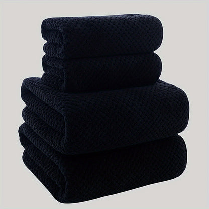 Coral Fleece 4-Piece Bath Towel Set | 8 Bold Colours | Soft & Absorbent