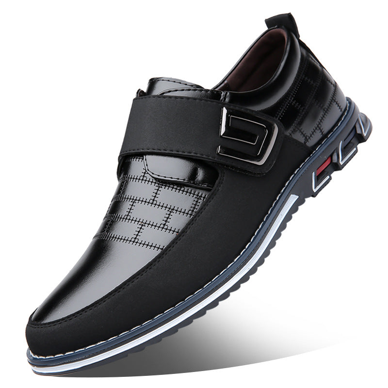 Men's PU Leather Plaid Shoes – Lace-Up & Slip-On, Black, Brown & Blue