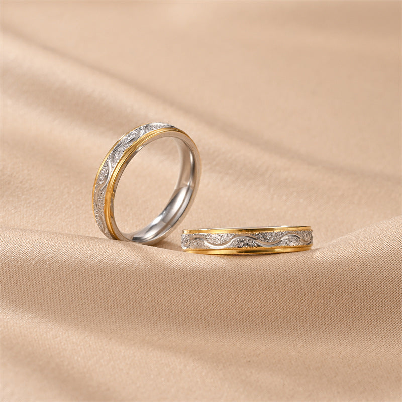 Two-Tone Gold Titanium Steel Ring | Minimalist U-Shape Unisex Ring