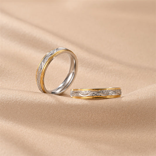 Two-Tone Gold Titanium Steel Ring | Minimalist U-Shape Unisex Ring