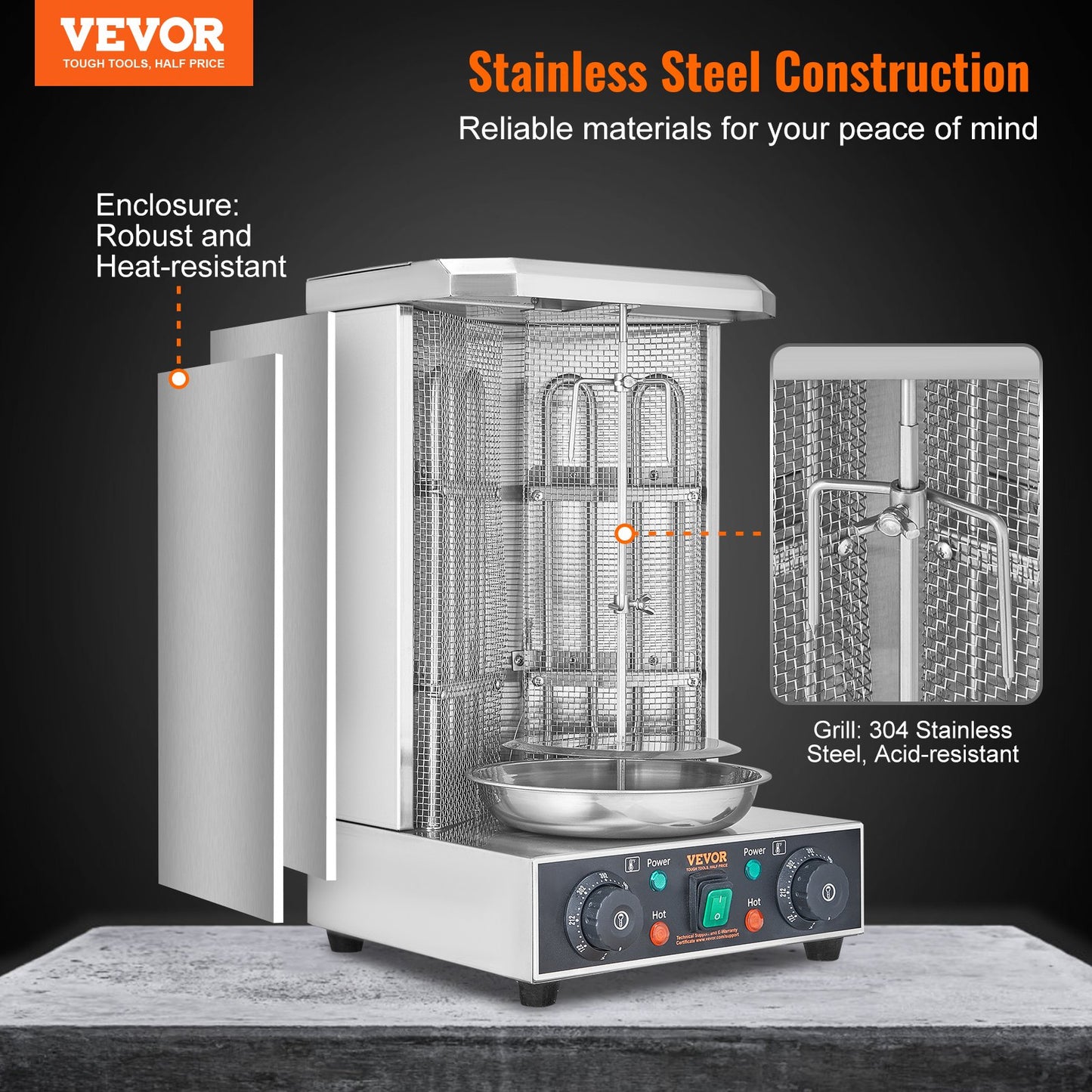 Electric Shawarma & Doner Kebab Grill Machine – Vertical Gyro Rotisserie | 13 lbs