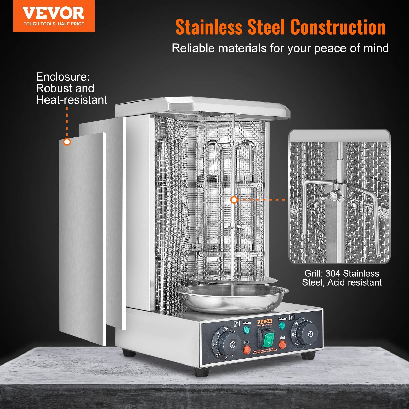 Electric Shawarma & Doner Kebab Grill Machine – Vertical Gyro Rotisserie | 13 lbs