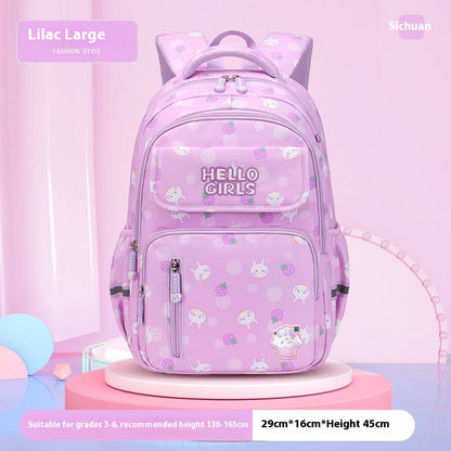 Kids' Rabbit Cartoon School Backpack – Spine Protection & Waterproof, Ages 6–12