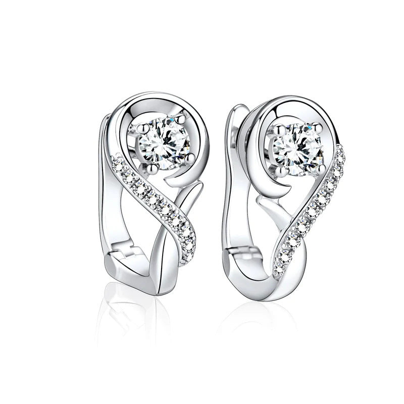 Musical Note Zircon Earrings | Minimalist Copper Stud Earrings for Women