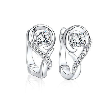 Musical Note Zircon Earrings | Minimalist Copper Stud Earrings for Women