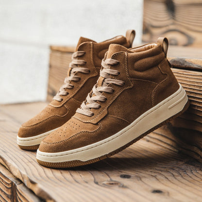 Men's Retro Cowhide Matte Leather Martin Boots | Mid-Top