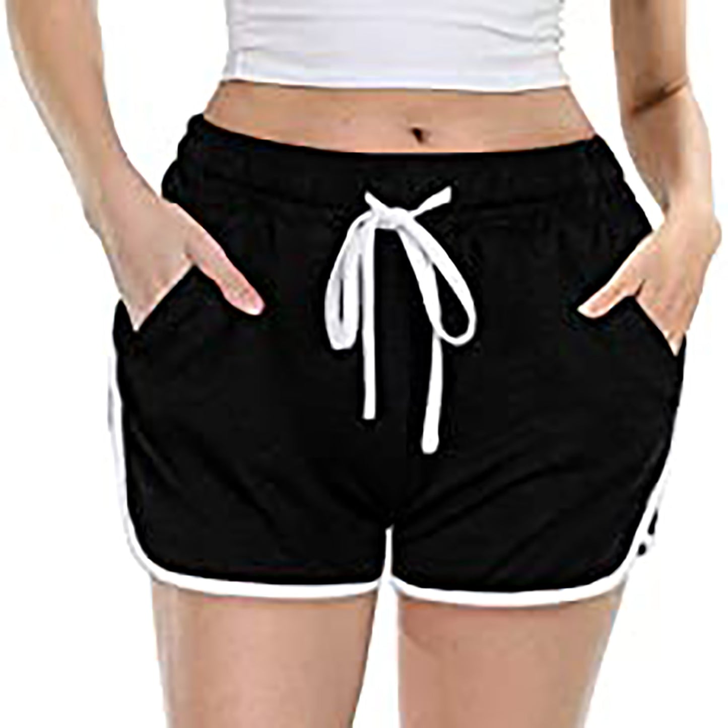 Women's Casual Solid Colour Drawstring Shorts with Pockets