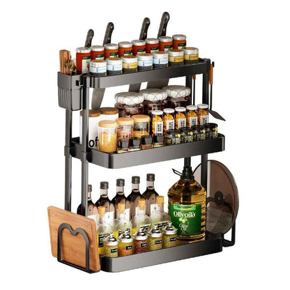 Multi-Layer Kitchen Storage Rack – Punch-Free Seasoning & Utensil Organiser