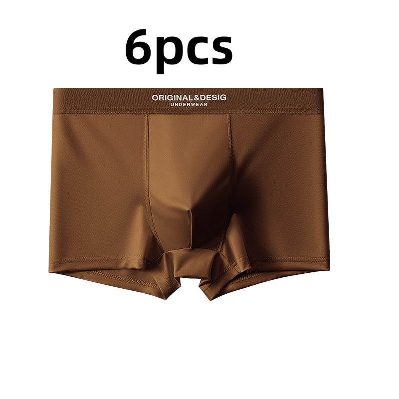 Men's Satin Nylon Boxer Briefs – Breathable Mid-Waist 5 Colours