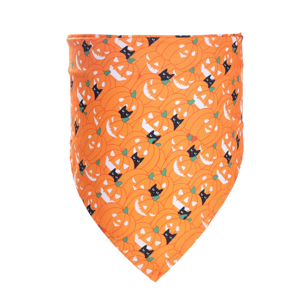 Halloween Pet Bandana – Spooky Dog & Cat Triangular Scarf | 7 Designs