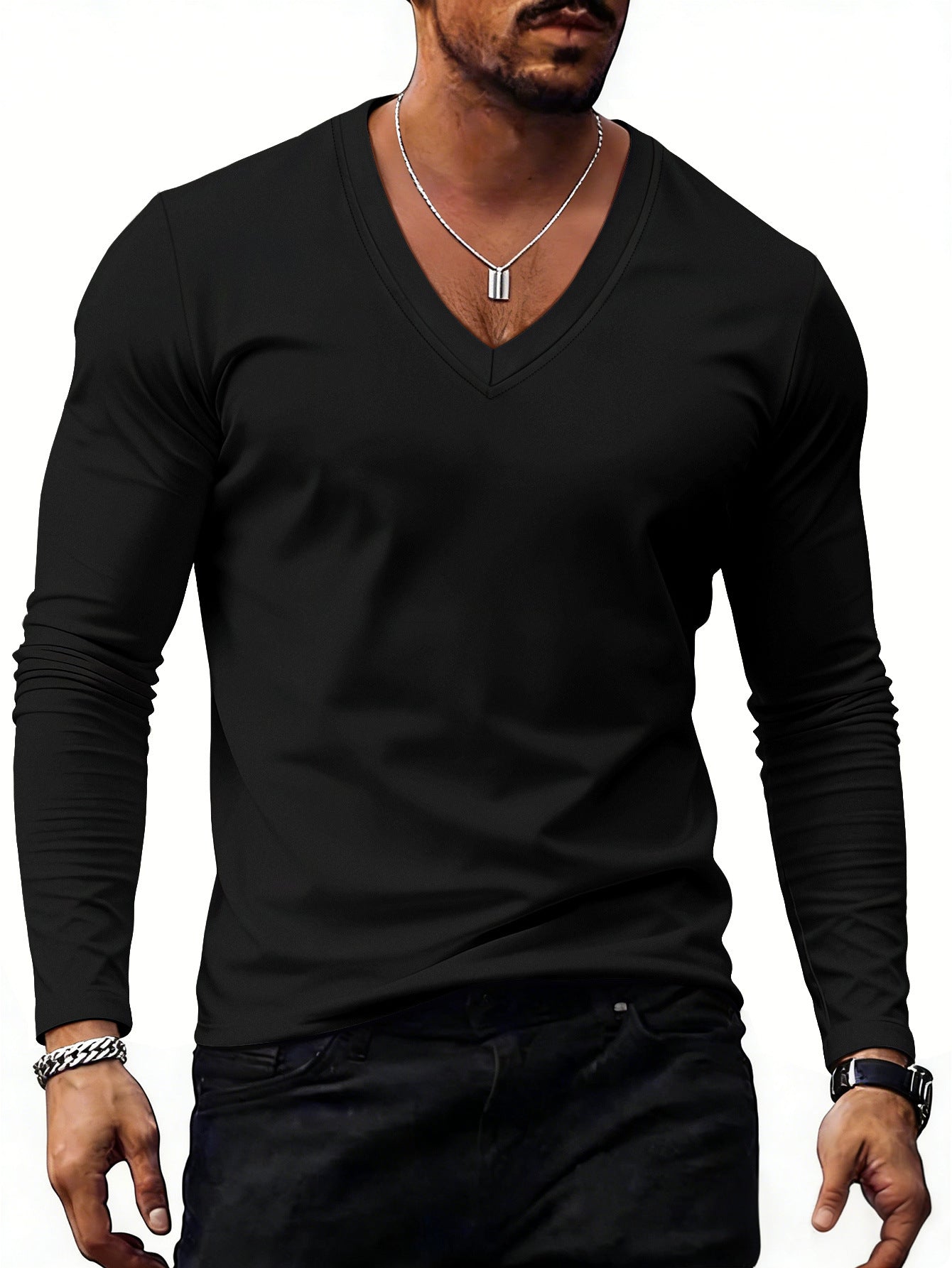 Men's Solid Colour V-Neck T-Shirt - Short Sleeve Casual Tee 7 Colours