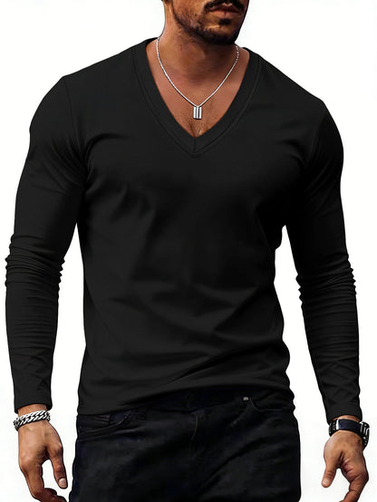 Men's Solid Colour V-Neck T-Shirt - Short Sleeve Casual Tee 7 Colours