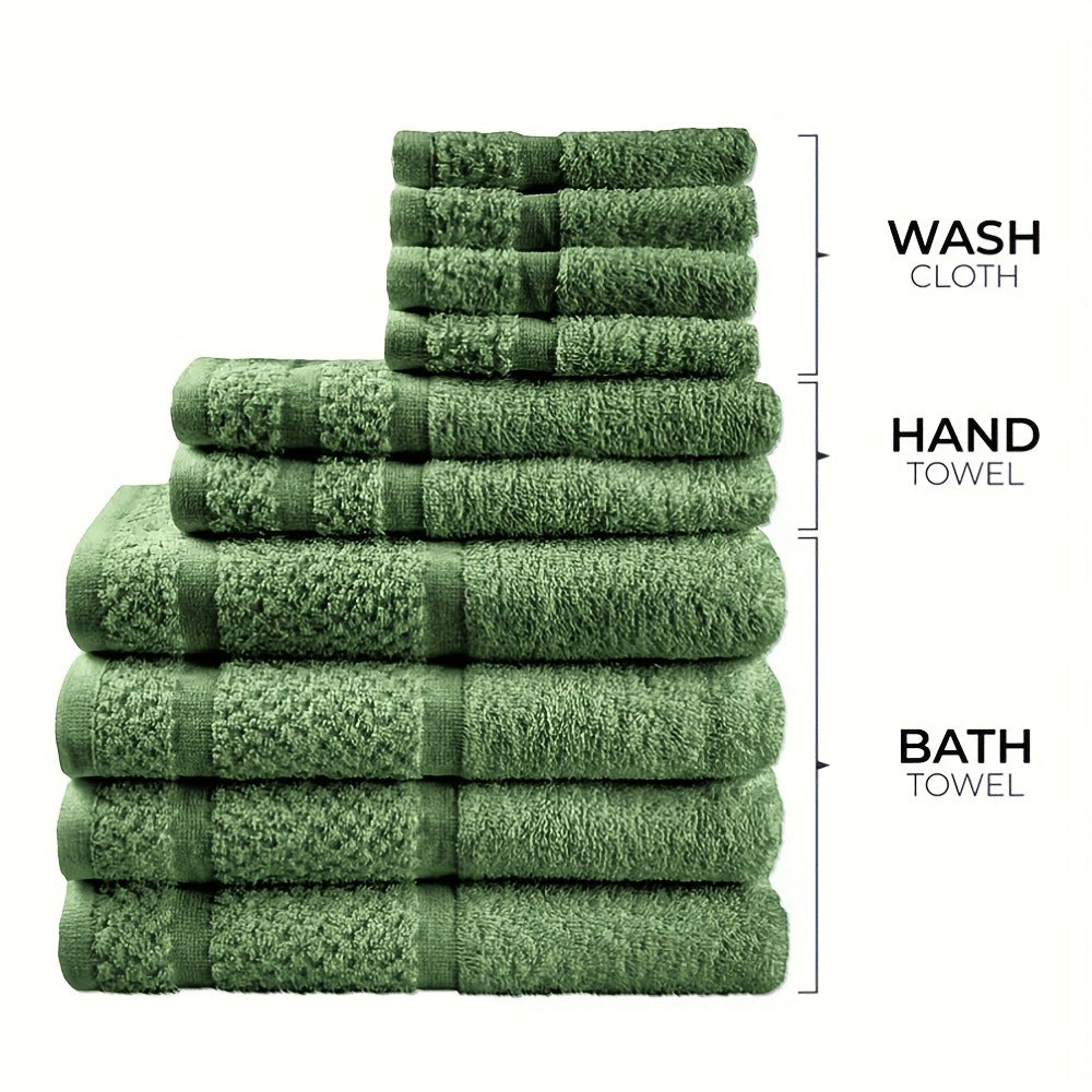 10-Piece Cotton Blend Towel Set | Bath, Hand & Face Towels | 4 Colours