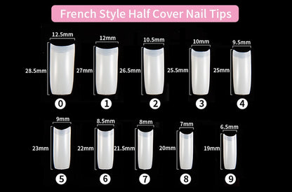500-Piece Press-On Acrylic Nail Set – French & Full Cover