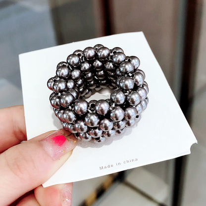 Handmade Pearl Beaded Hair Rope – Elegant Scrunchie