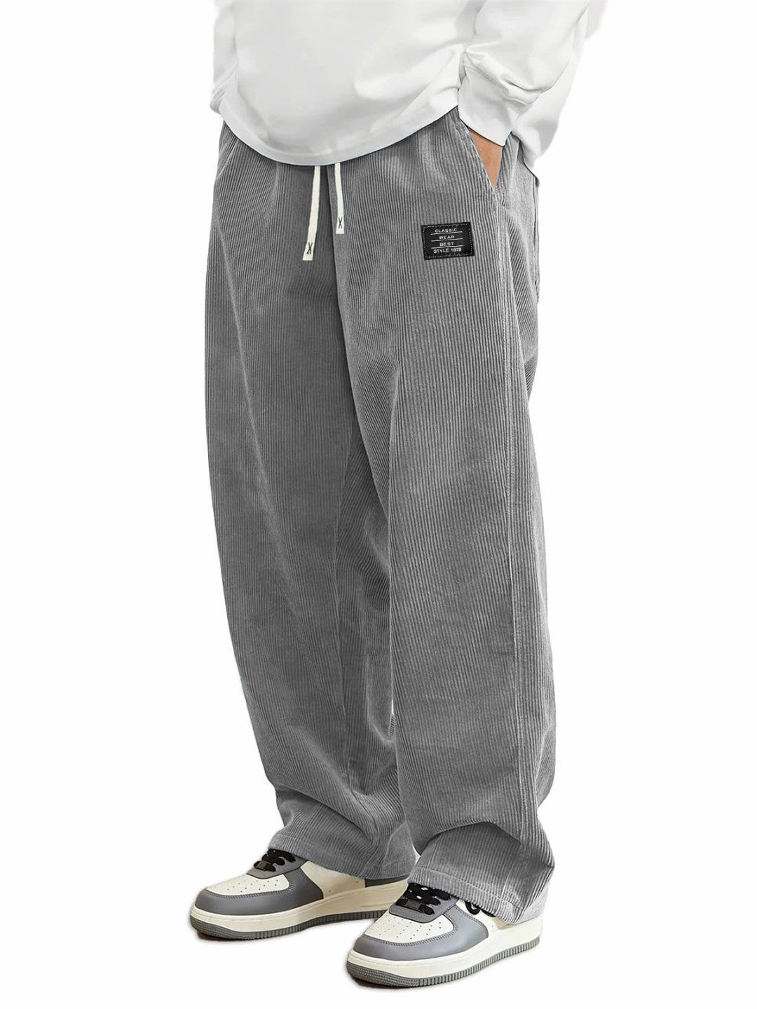 Men's Corduroy Straight-Leg Trousers with Belt | 10 Colours S-5XL