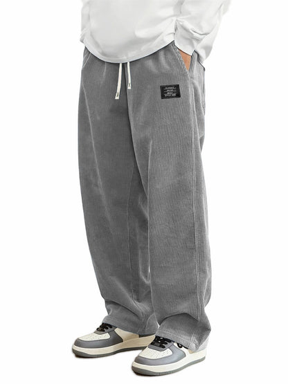 Men's Corduroy Straight-Leg Trousers with Belt | 10 Colours S-5XL