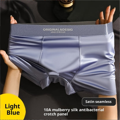 Men's Satin Nylon Boxer Briefs – Breathable Mid-Waist 5 Colours