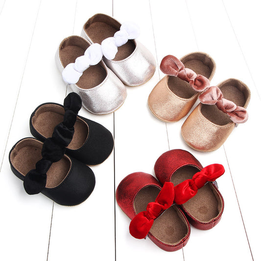 Girls' Bow Detail Baby Toddler Shoes - PU Velcro Flat Sole