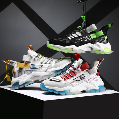 Men's Contrast Stitch Lace-Up Sports Trainers | Thick Sole | EU 39-44