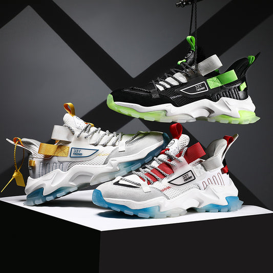 Men's Contrast Stitch Lace-Up Sports Trainers | Thick Sole | EU 39-44