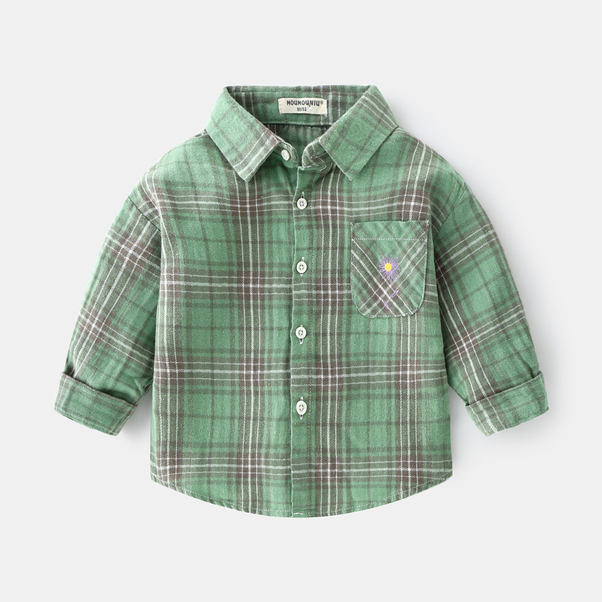 Boys' Long Sleeve Plaid Lapel Shirt | 100% Cotton, Smart Casual