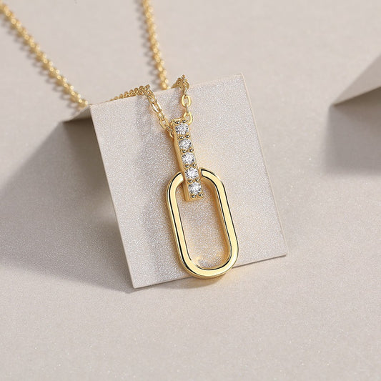 Moissanite 925 Sterling Silver 24K Gold-Plated Necklace | GRA Certified