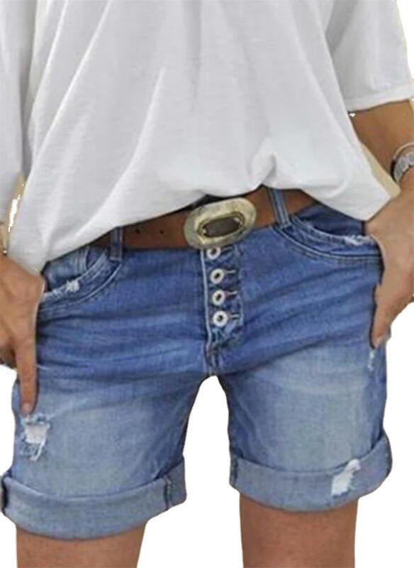 High-Waisted Denim Shorts for Women - Casual Street Style