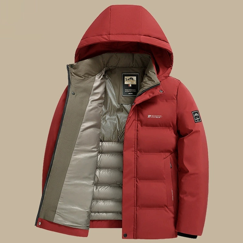 Men's Thickened Corduroy Down Jacket - Removable Padded Lining