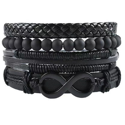 Men's Vintage Leather Bracelet – Woven & Knitted Styles, 30 Designs