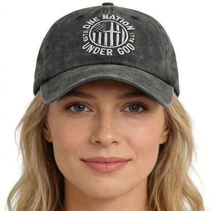 One Nation Under God Embroidered Baseball Cap | Adjustable Unisex Cotton Hat