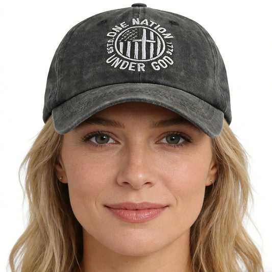 One Nation Under God Embroidered Baseball Cap | Adjustable Unisex Cotton Hat