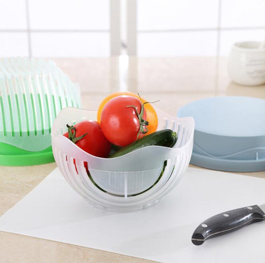 Salad Cutter Bowl — 2-in-1 Chopper, Drain Basket & Serving Bowl