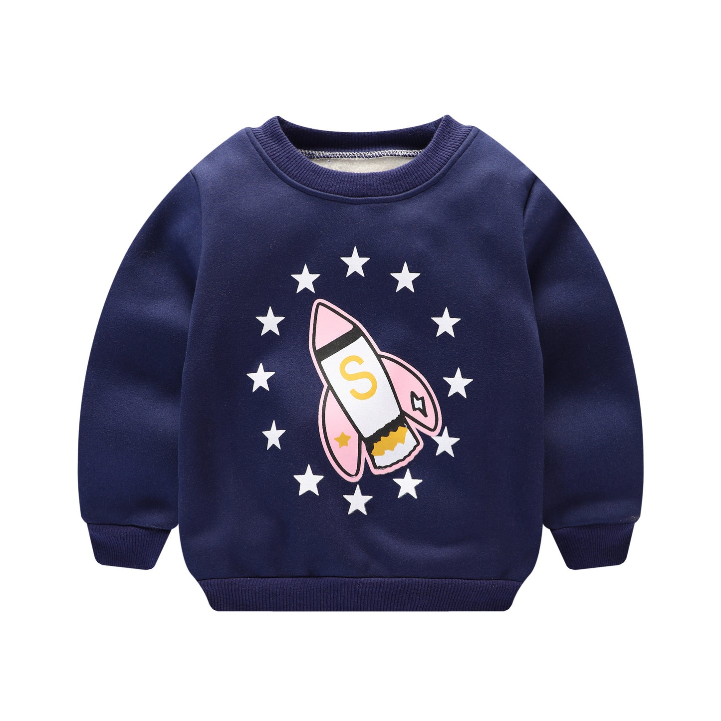 Kids Fleece-Lined Cartoon Print Sweatshirt | Unisex Winter Jumper