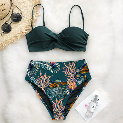 Women's Tropical Print Bikini Set – 4 Styles, Padded