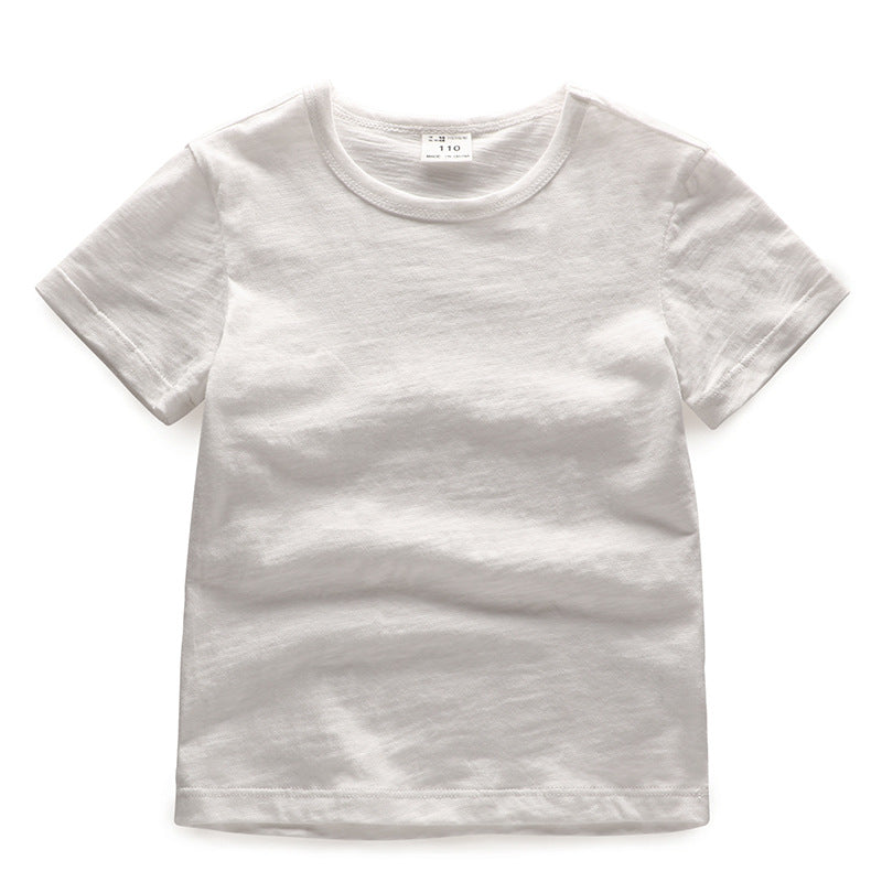 Kids Solid Colour Short Sleeve Cotton T-Shirt – Unisex | 5 Colours