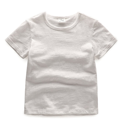 Kids Solid Colour Short Sleeve Cotton T-Shirt – Unisex | 5 Colours