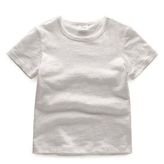 Kids Solid Colour Short Sleeve Cotton T-Shirt – Unisex | 5 Colours
