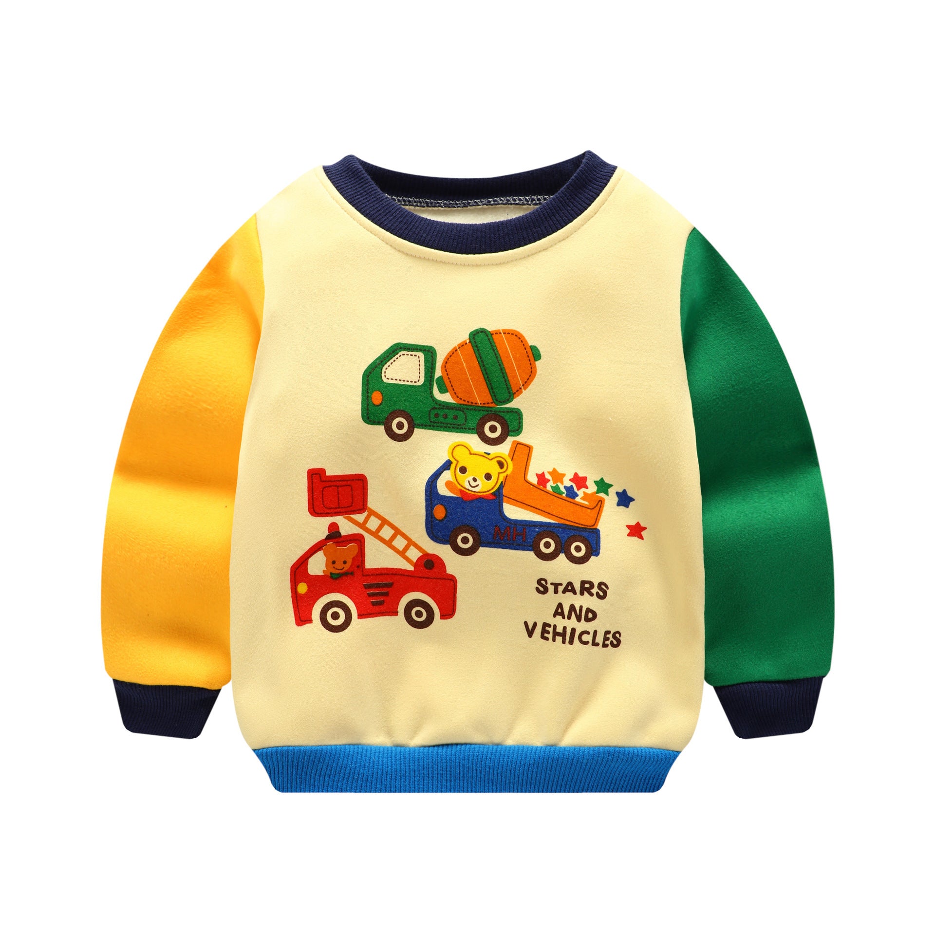 Kids Fleece-Lined Cartoon Print Sweatshirt | Unisex Winter Jumper