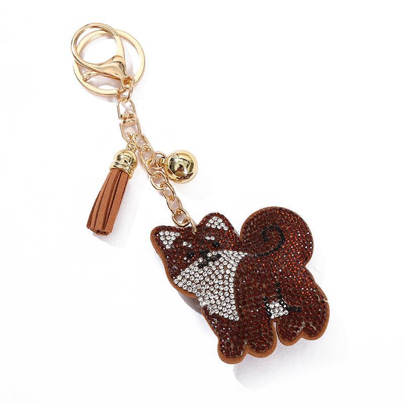Leather Tassel & Crystal Keychain Pendant