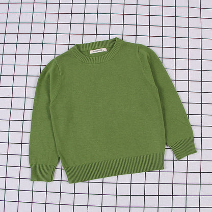 Children's Solid Colour Knitted Cotton Pullover Sweater | Boys & Girls | Age 12M-8Y