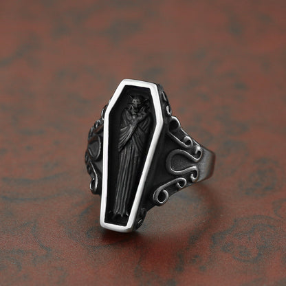 Men's Titanium Steel Portrait Ring – Polished Official Wealth Statement Band